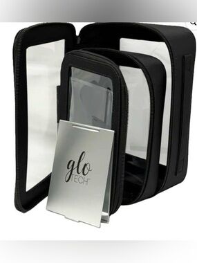 Glo Tech 3-piece cosmetic bag duo and compact mirror set NWT